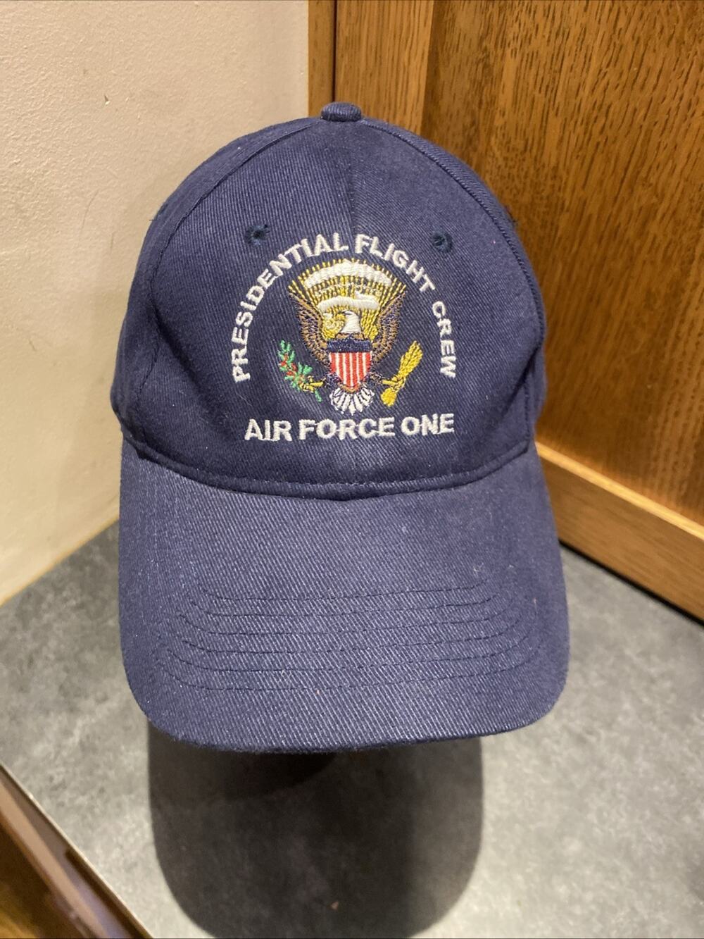 Vintage 90s Presidential Flight Crew Air Force One Navy Cap Hat Strapback Anvil